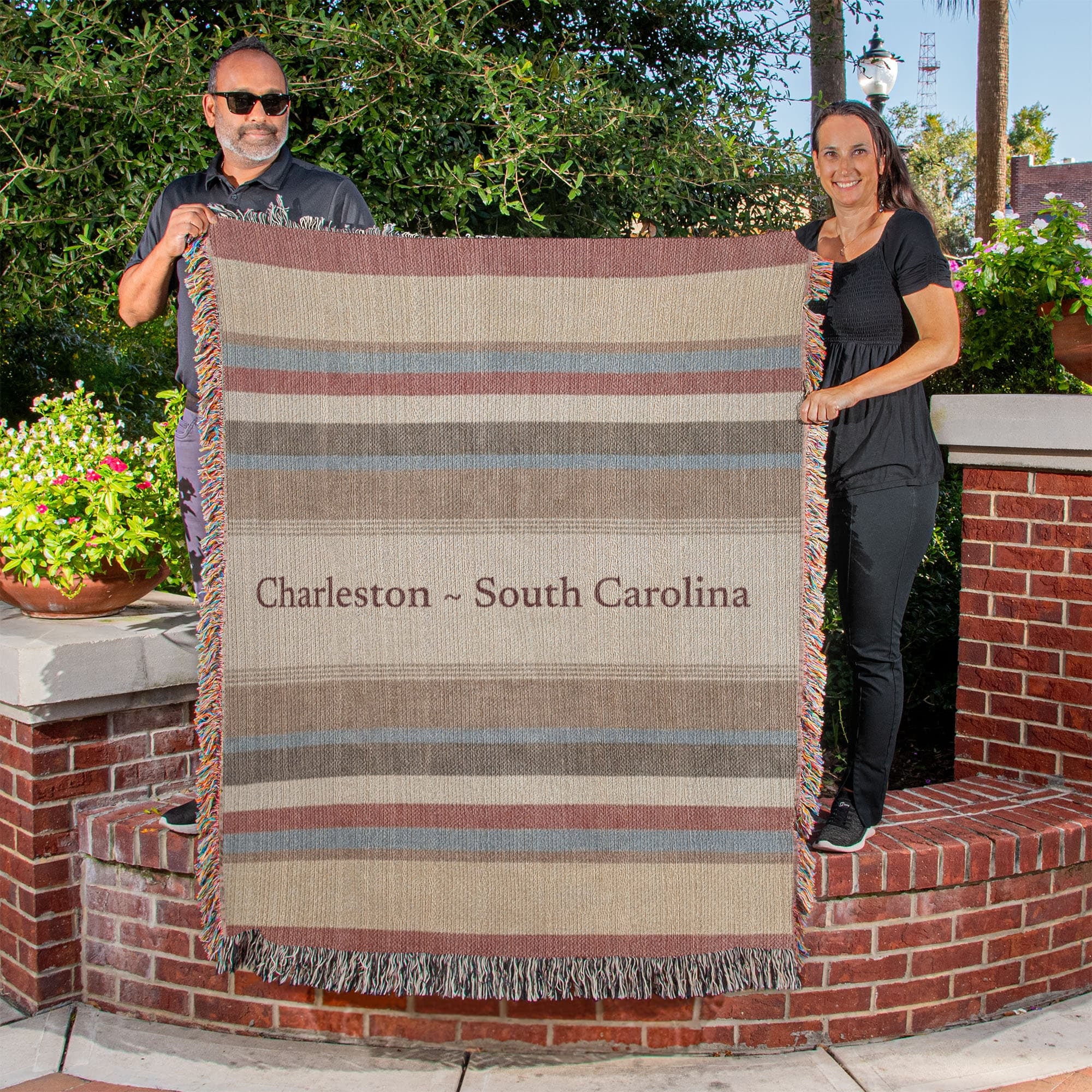 Striped Custom City State Blanket