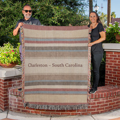 Striped Custom City State Blanket