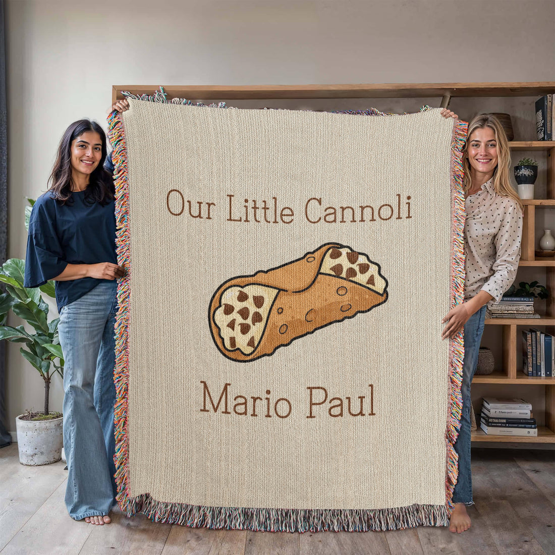 Personalized Baby Blanket | Italian Cannoli Newborn Cotton Throw | Custom Name | Funny Baby Shower Gift | Heirloom Keepsake