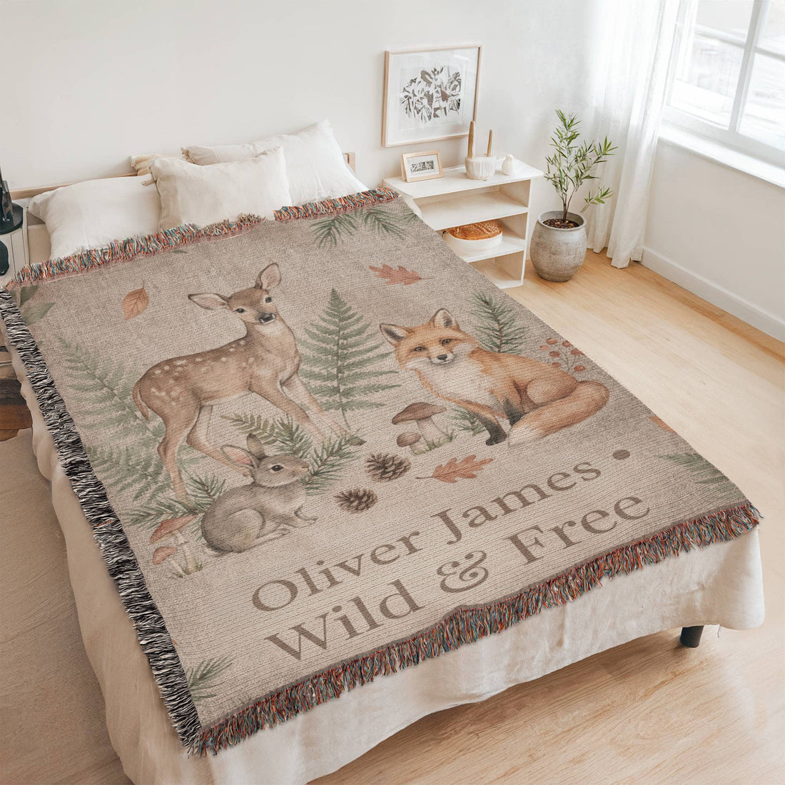 Personalized Baby Blanket | Woodland Animals Cotton Throw