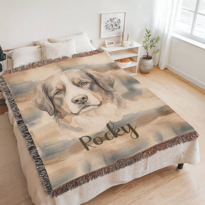 Personalized Dog Breed Blanket | Custom Pet Name Watercolor Throw