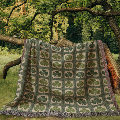 Shamrock Clover Blanket, woven blanket view 5 of 6