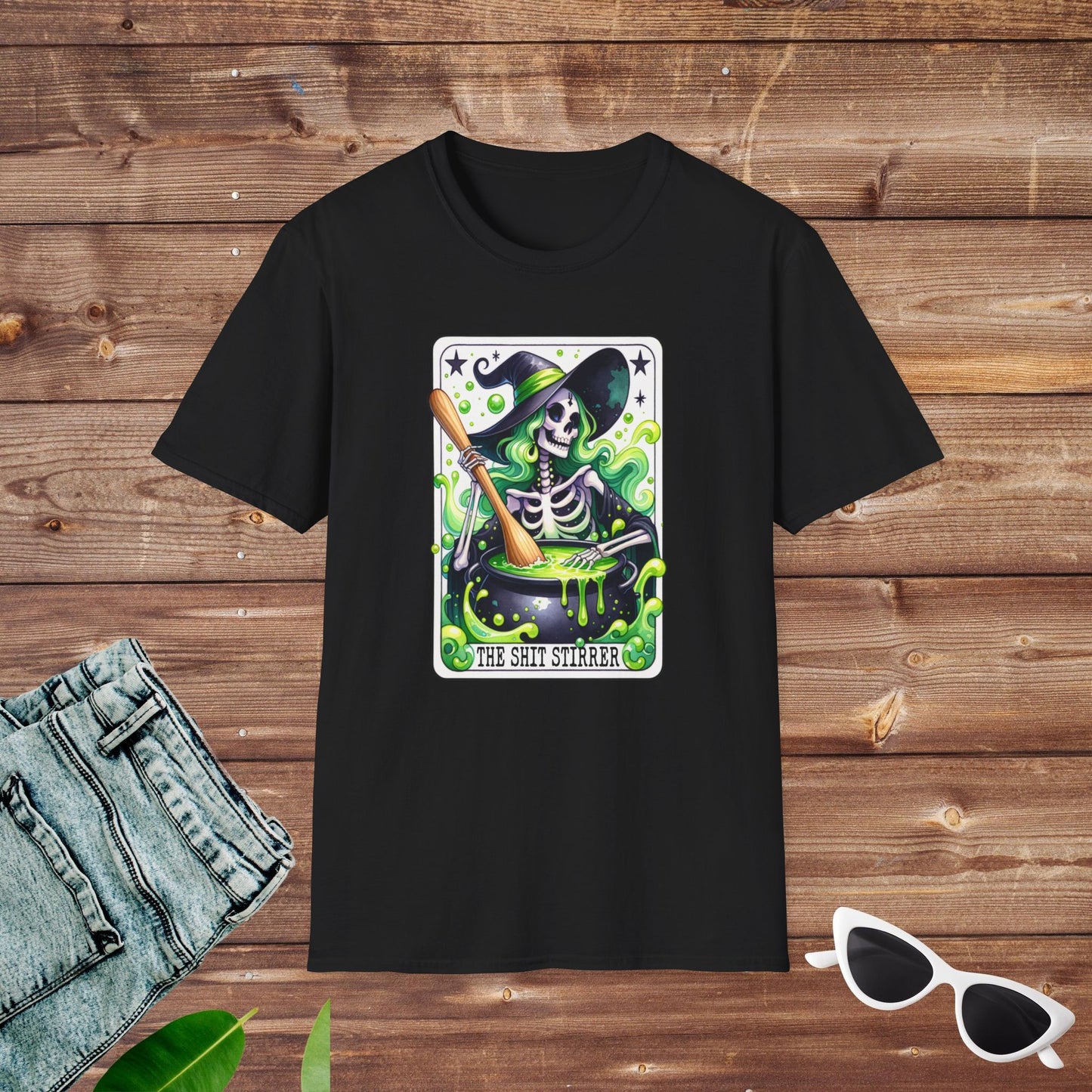 The Sh*t Stirrer Witch Skeleton Tarot T Shirt