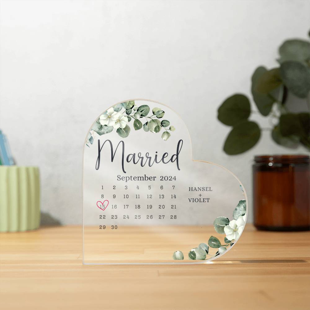Personalized Wedding Gift - Married Calendar Acrylic Plaque