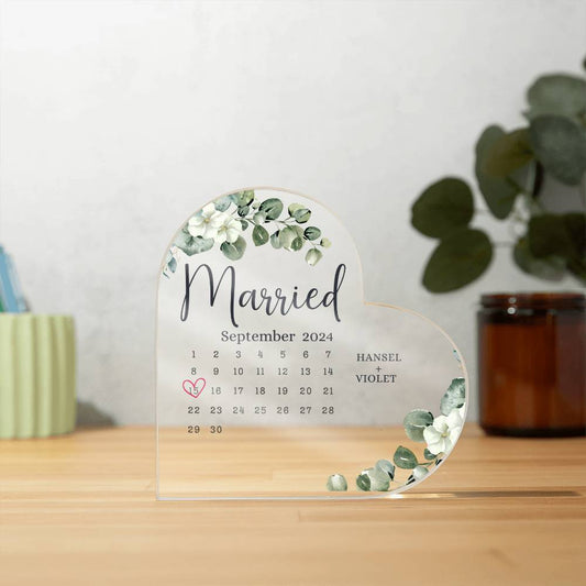 Personalized Wedding Gift - Married Calendar Acrylic Plaque