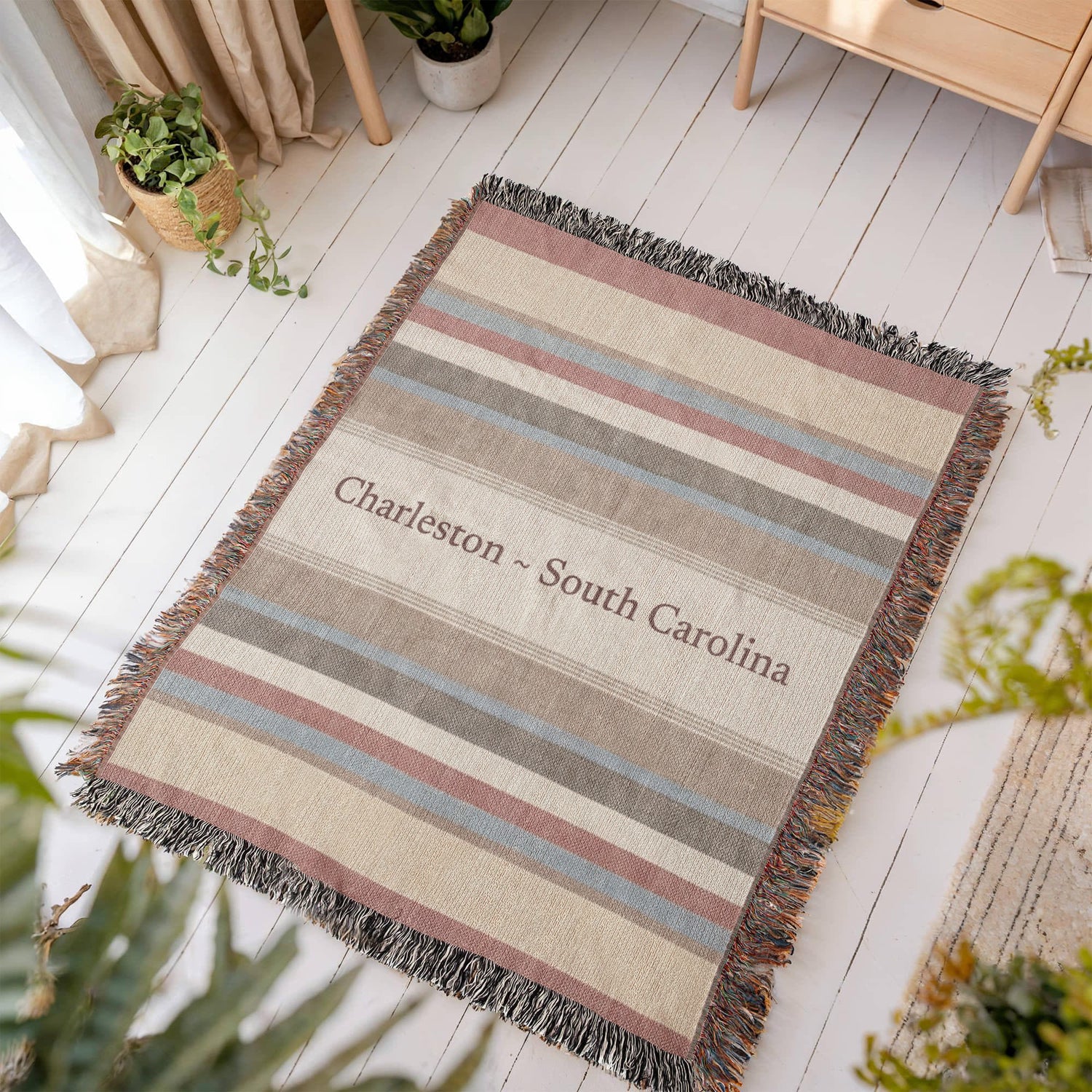 Striped Custom City State Blanket