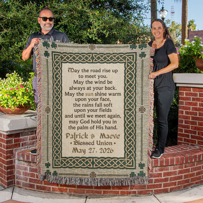 Personalized Irish Blessing Blanket | Celtic Knot Cotton Throw