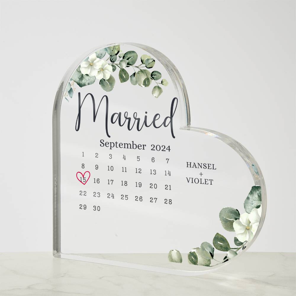 Personalized Wedding Gift - Married Calendar Acrylic Plaque