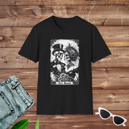 Til Death Lovers Wedding Skeleton Tarot T Shirt