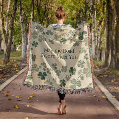 Irish Blessing Blanket  Gift| Shamrock Cotton Throw | Personalized Irish Quote Gift | Heirloom Woven Heritage Blanket | St. Patrick&