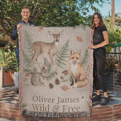 Personalized Baby Blanket | Woodland Animals Cotton Throw