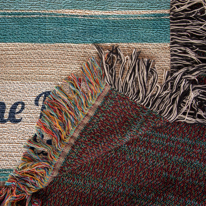 Personalized Beach House Blanket | Farmhouse Stripe Cotton Throw