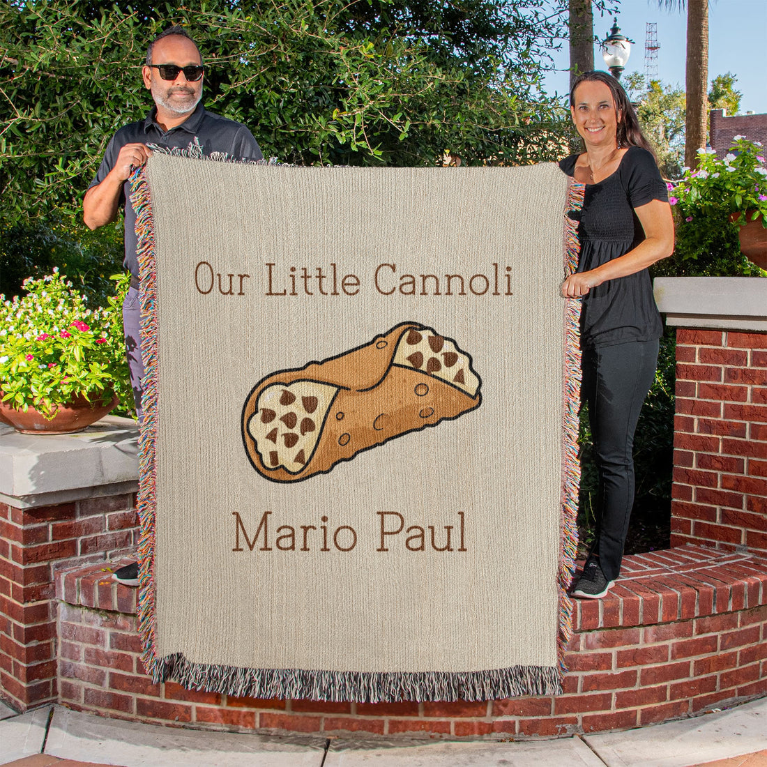 Personalized Baby Blanket | Italian Cannoli Newborn Cotton Throw | Custom Name | Funny Baby Shower Gift | Heirloom Keepsake