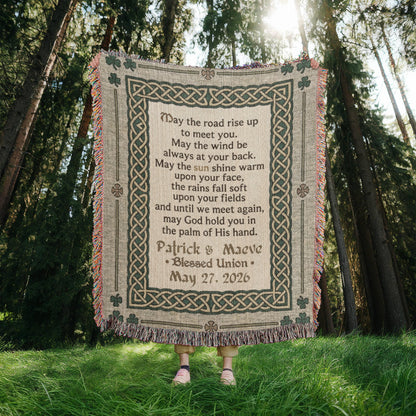 Personalized Irish Blessing Blanket | Celtic Knot Cotton Throw