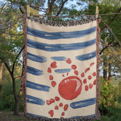 Personalized Nautical Blanket | Painted Crab Cotton Throw