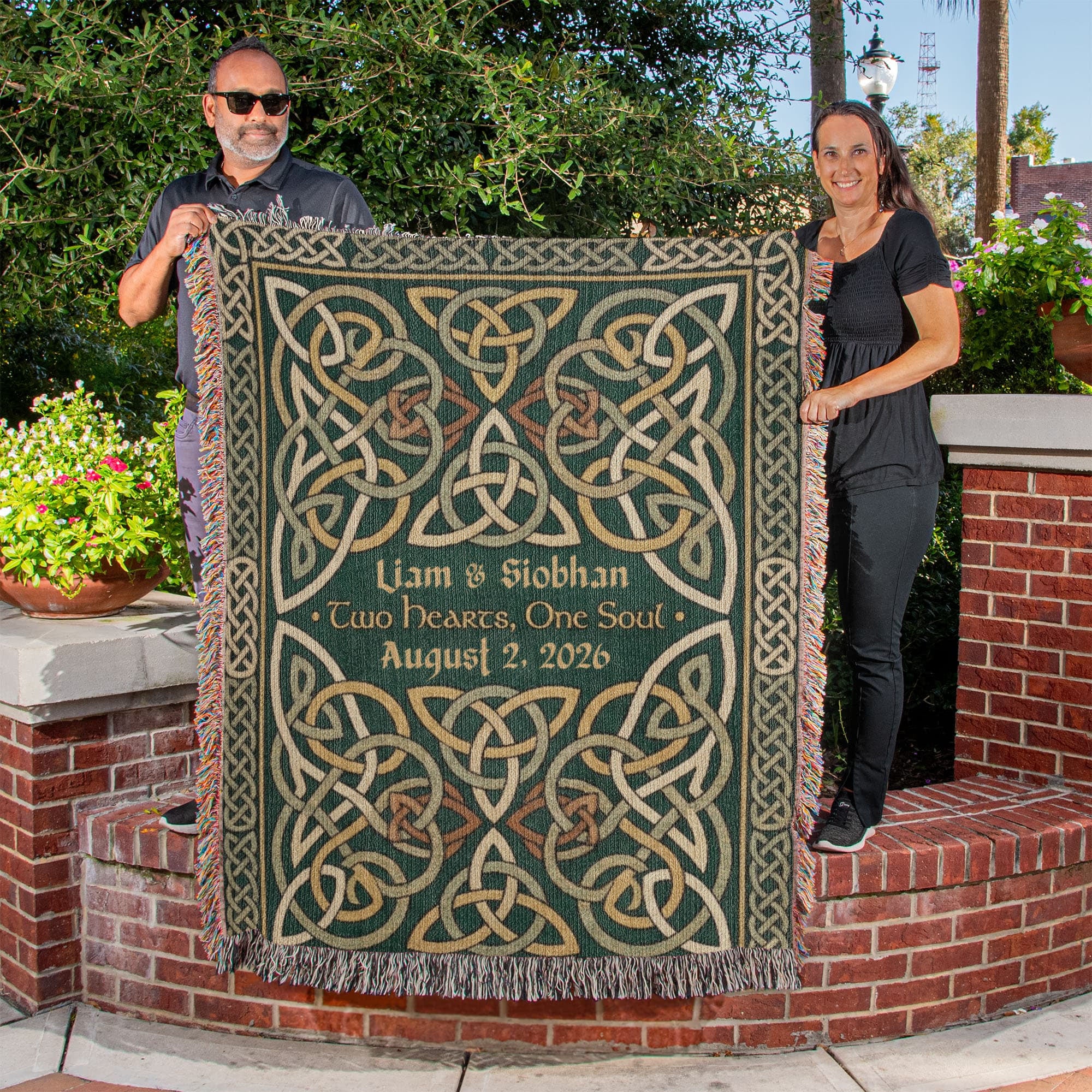 Personalized Celtic Wedding Blanket | Trinity Knot Cotton Throw