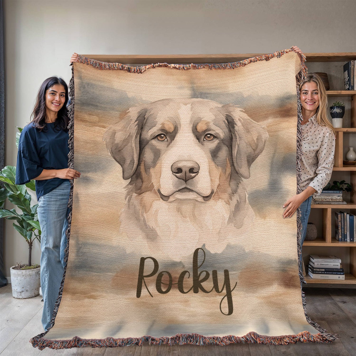Personalized Dog Breed Blanket | Custom Pet Name Watercolor Throw