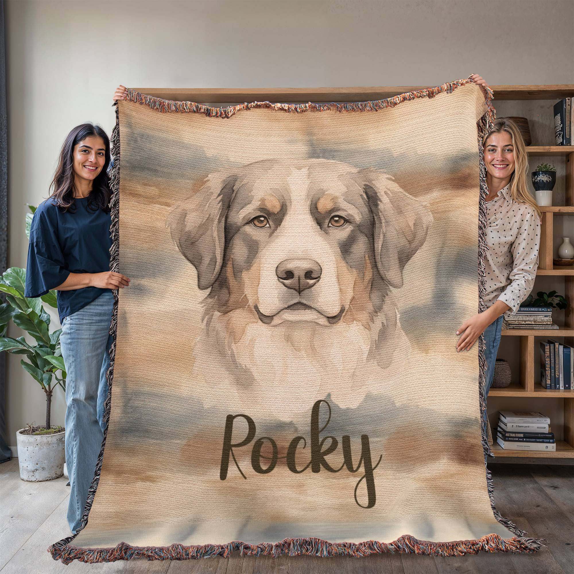 Personalized Dog Breed Blanket | Custom Pet Name Watercolor Throw