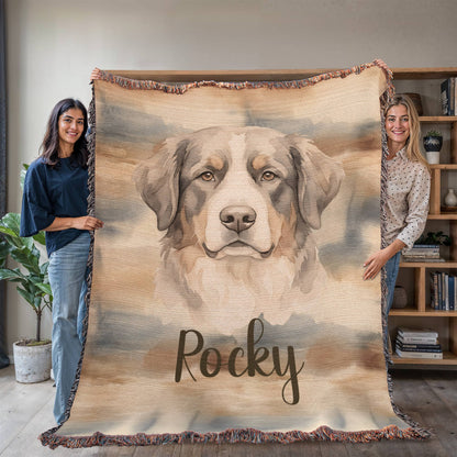 Personalized Dog Breed Blanket | Custom Pet Name Watercolor Throw