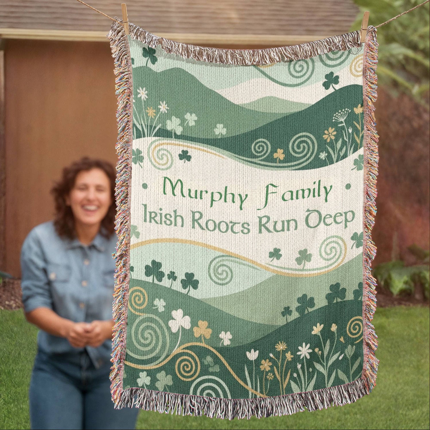 Personalized Irish Family Blanket | Rolling Hills Cotton Throw