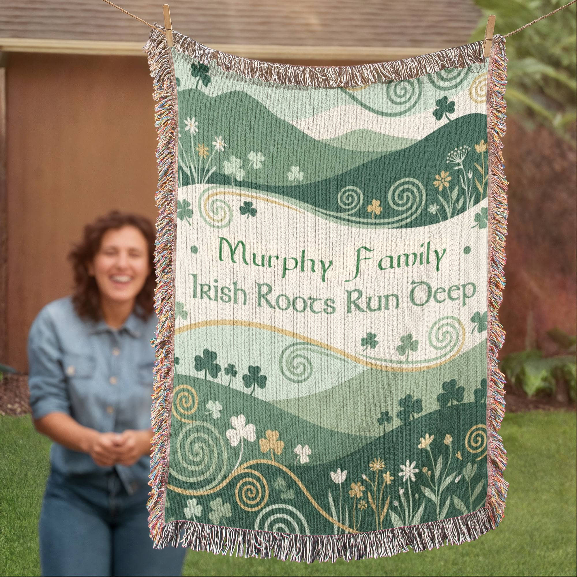 Personalized Irish Family Blanket | Rolling Hills Cotton Throw