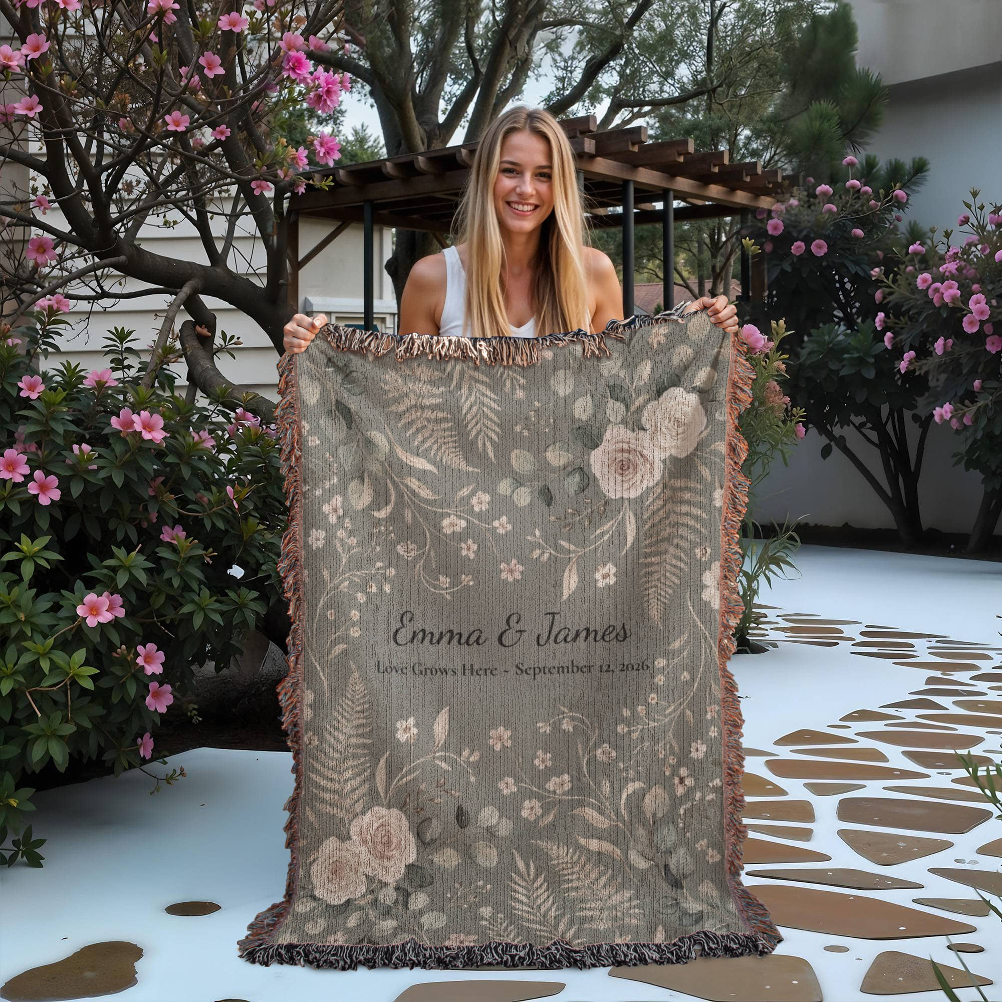 Personalized Floral Blanket
