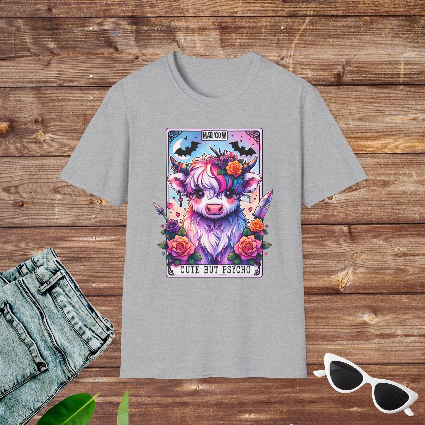 Pastel Goth Highland Cow Cute but Psycho Tarot T Shirt