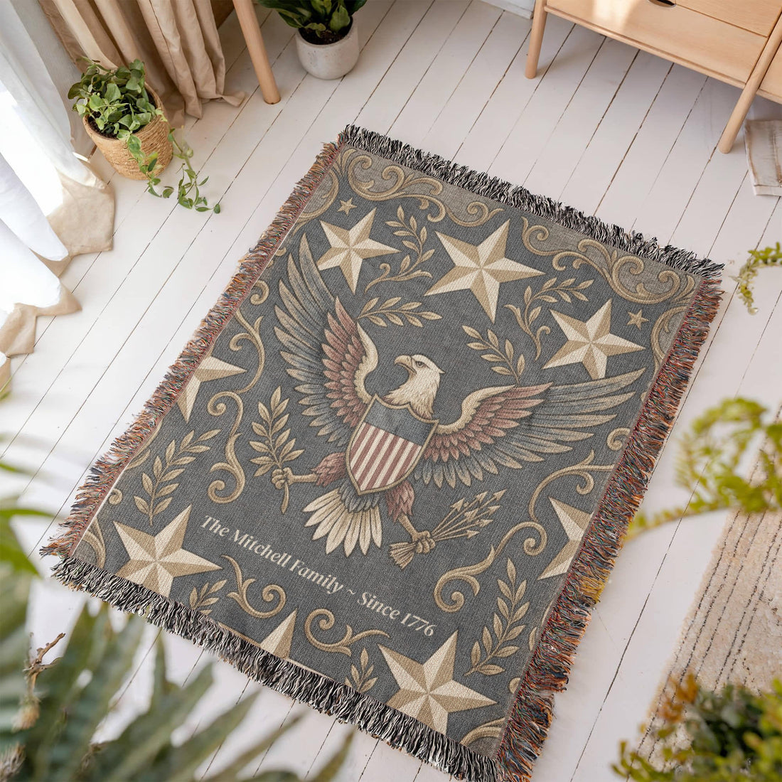 Personalized Patriotic Eagle Blanket