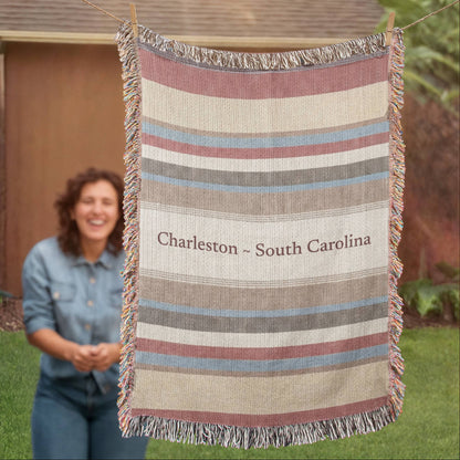 Striped Custom City State Blanket
