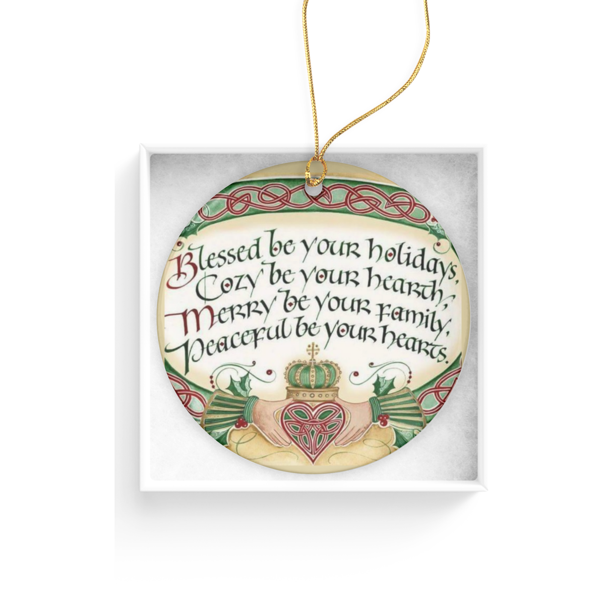Blessed Irish Christmas Family Celtic Holiday Ceramic Ornament