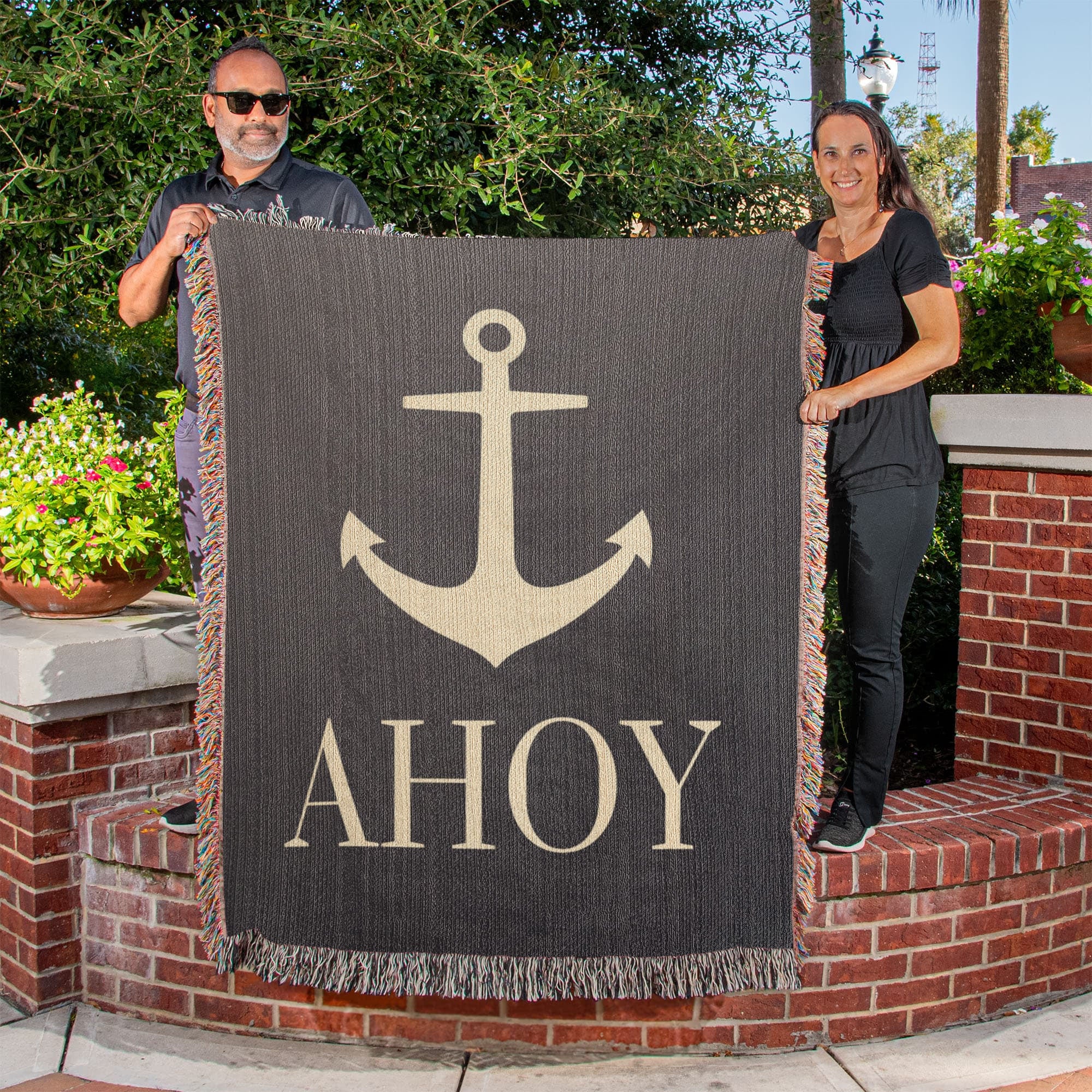 Personalized Nautical Blanket | Anchor Cotton Throw