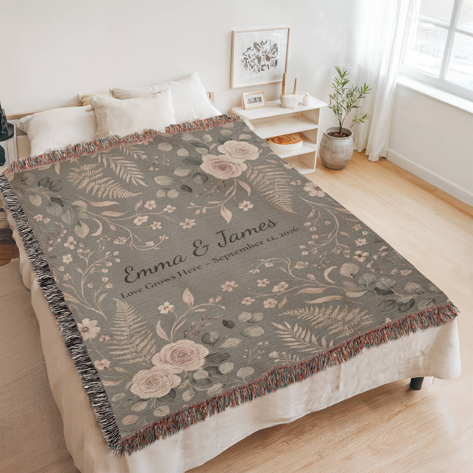 Personalized Floral Blanket