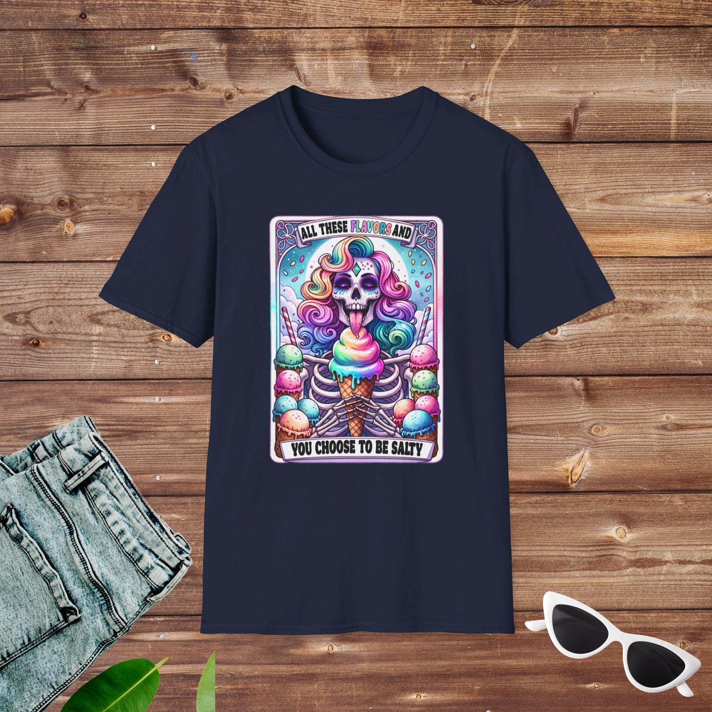 Ice Cream Flavors Salty Skeleton Tarot T Shirt