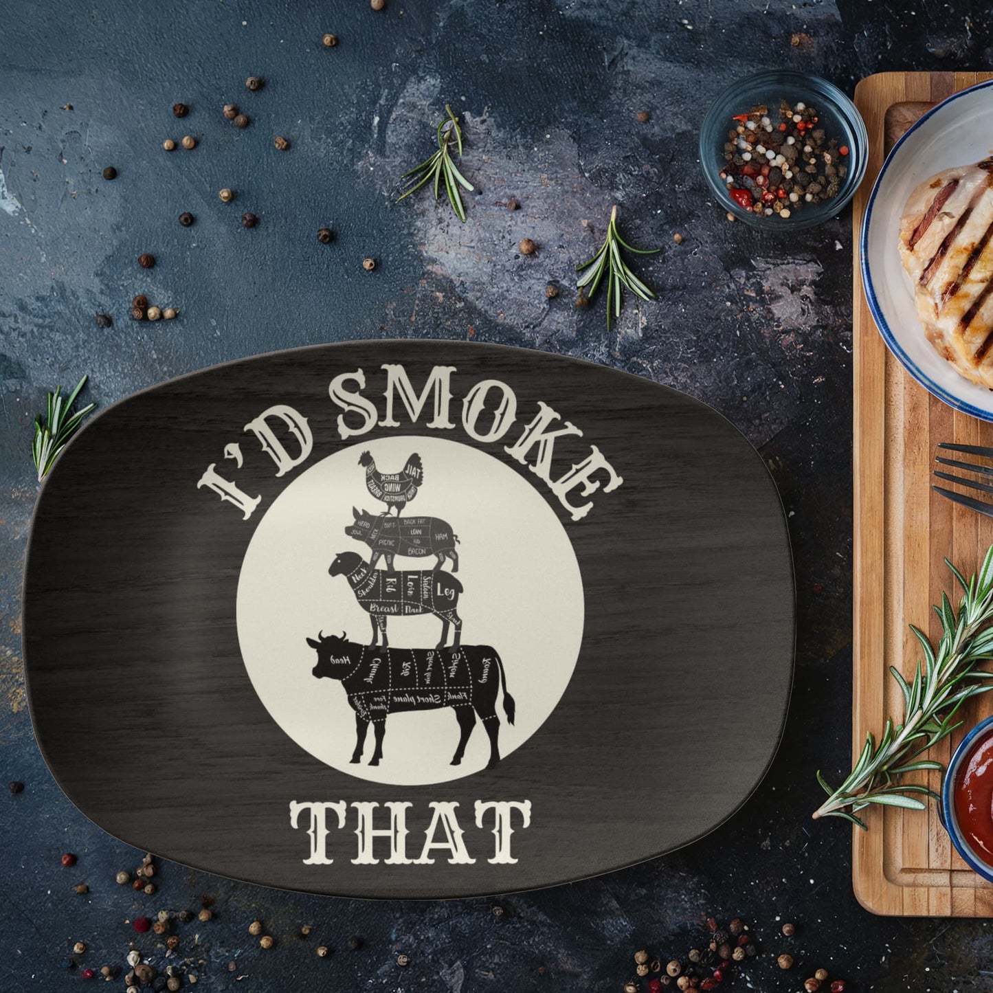 BBQ Gifts for Grill Master Grilling Plate Dad Gift from Kids Custom Platter Gift for Grandpa