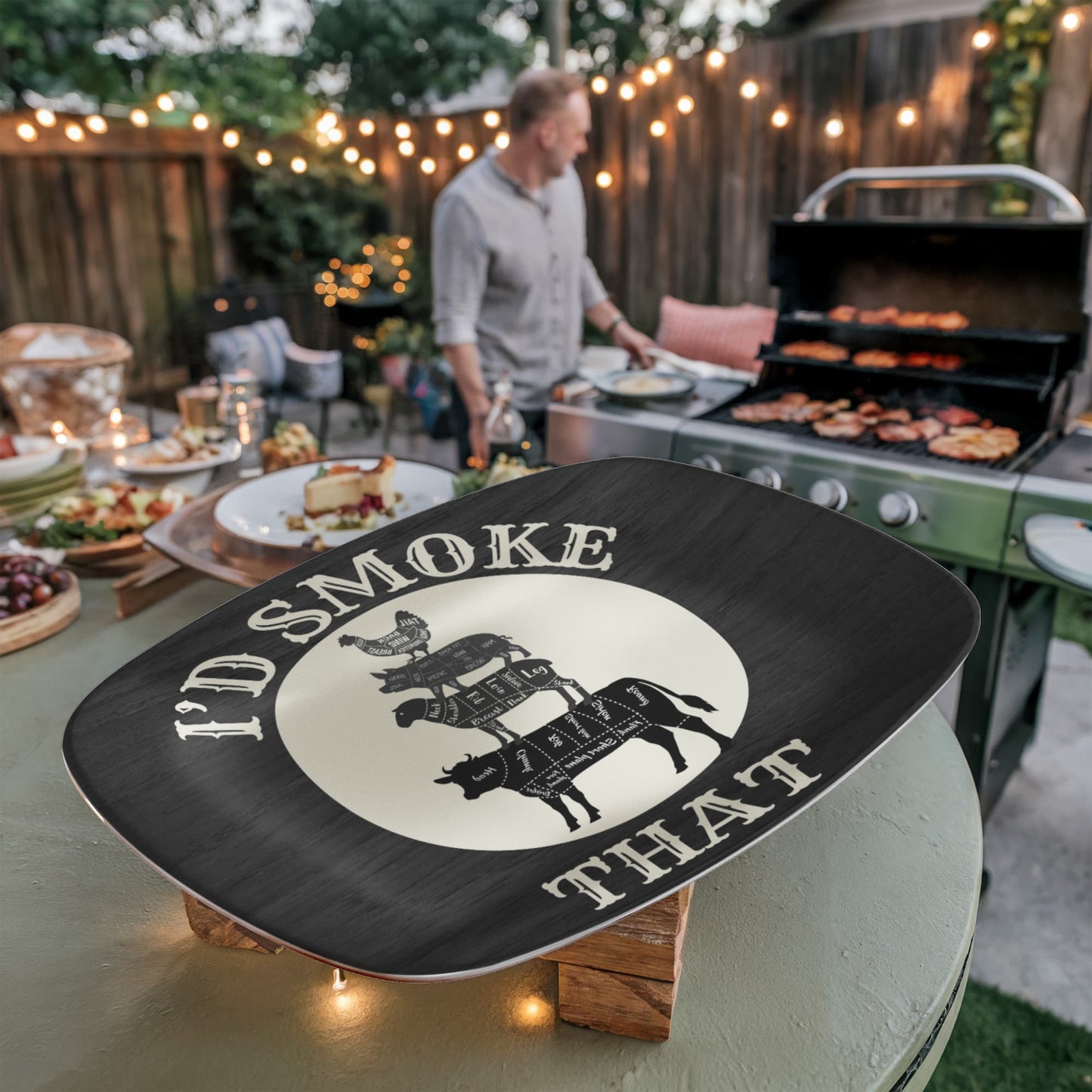 BBQ Gifts for Grill Master Grilling Plate Dad Gift from Kids Custom Platter Gift for Grandpa