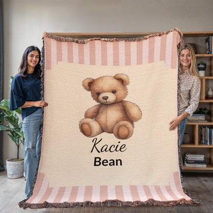 Personalized Baby Blanket | Teddy Bear Cotton Throw