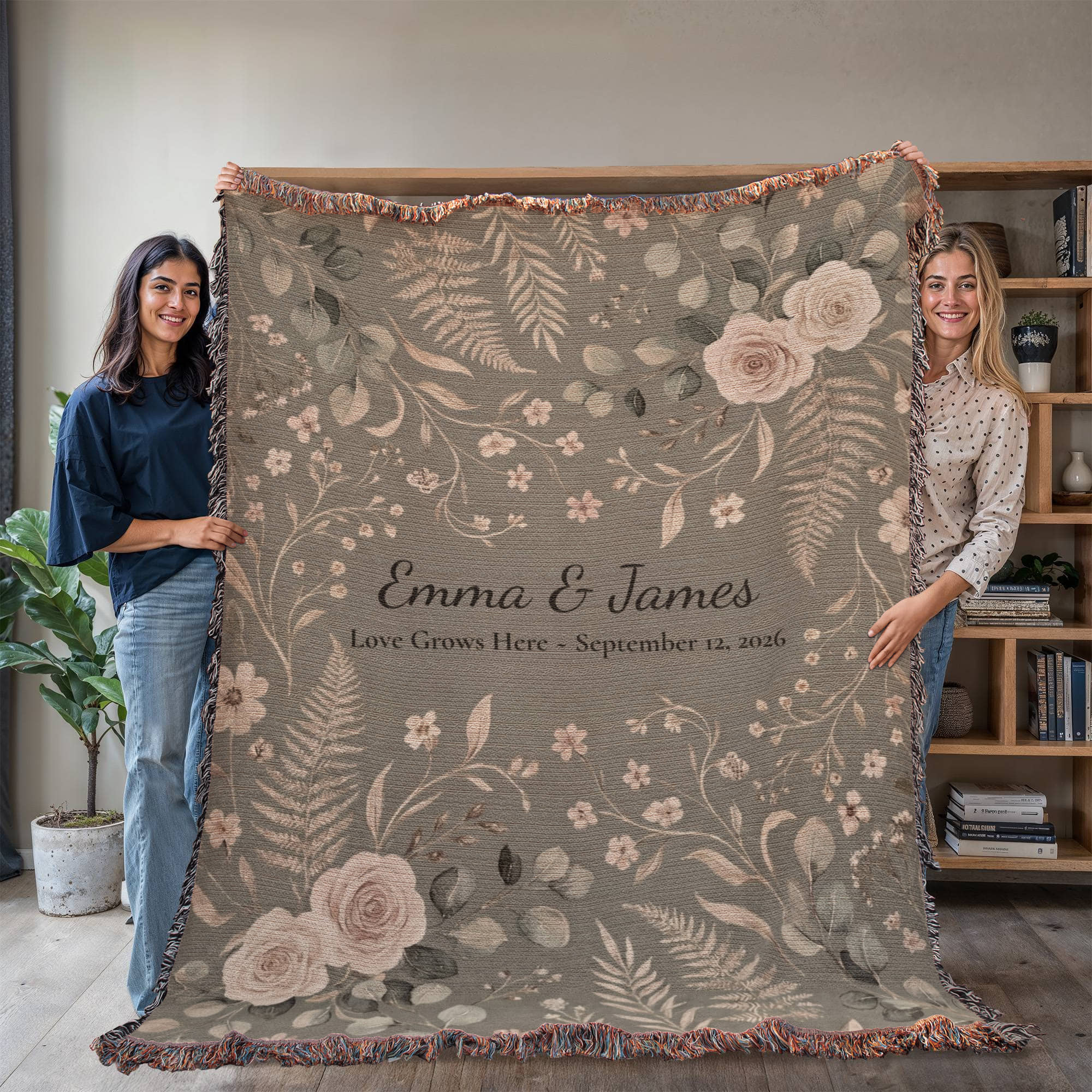 Personalized Floral Blanket