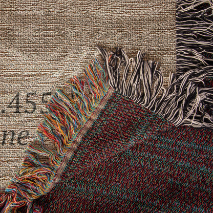 Custom Mountain Coordinates Blanket | Personalized GPS Location Throw | Yellowstone Lodge Gift | Heirloom Woven Nature Blanket | Cabin Decor