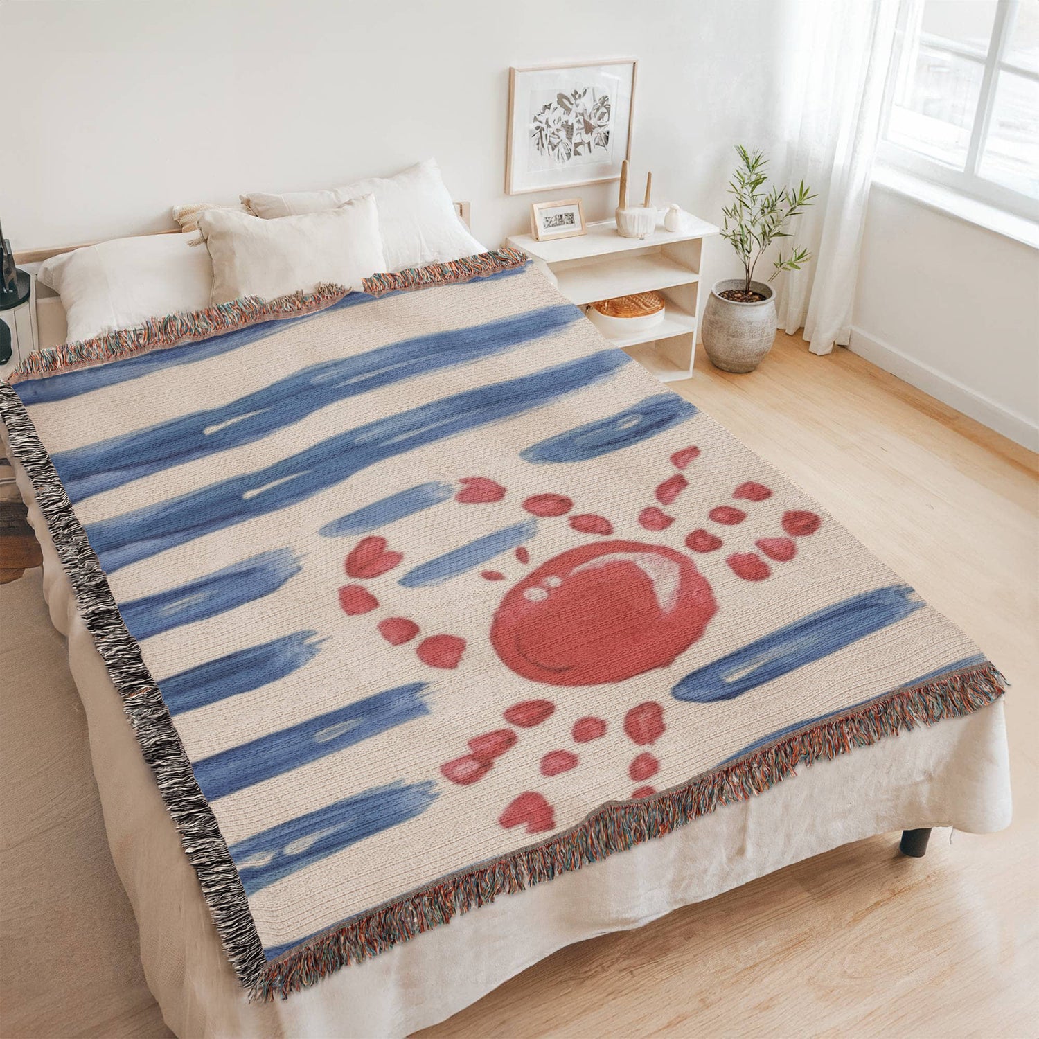 Personalized Nautical Blanket | Painted Crab Cotton Throw