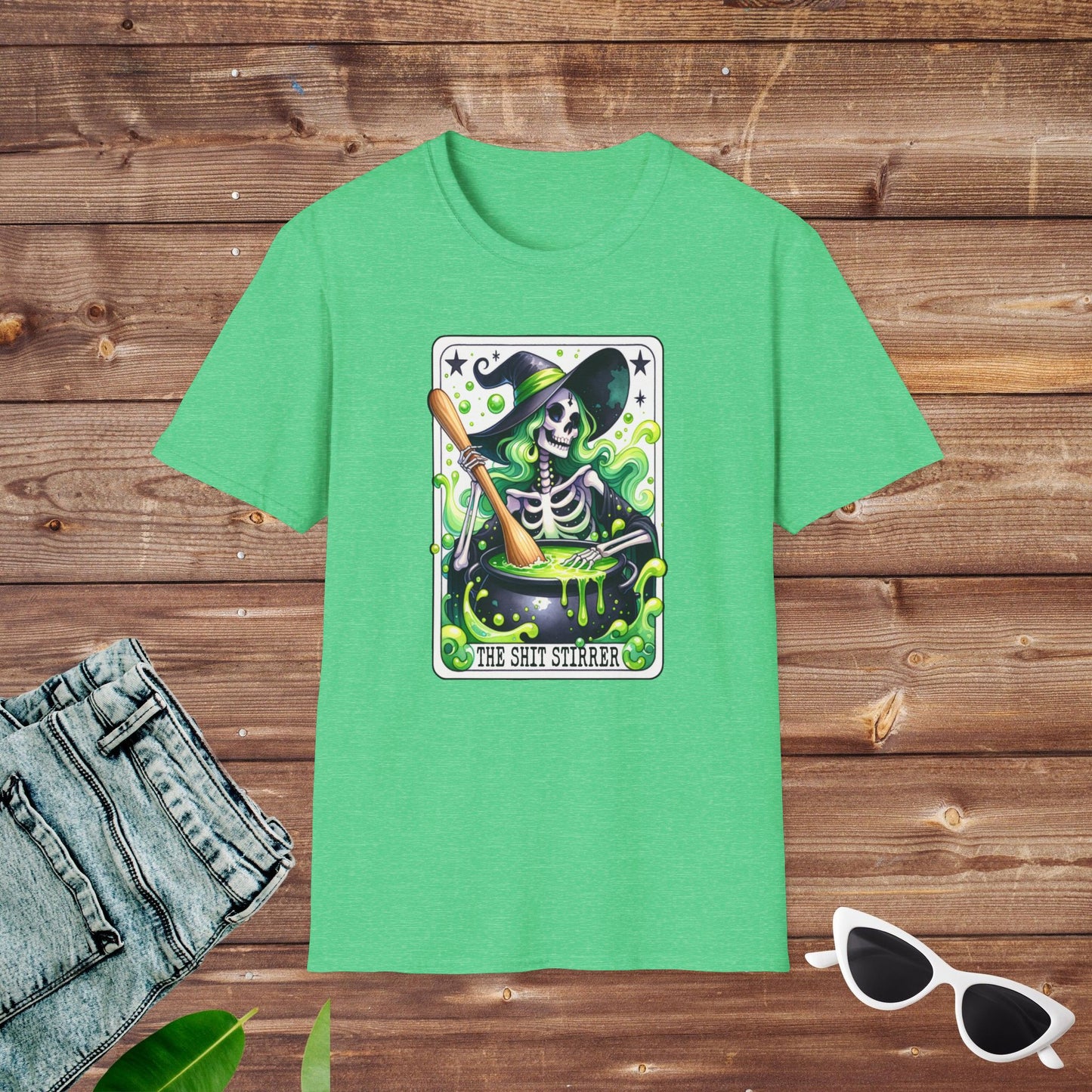 The Sh*t Stirrer Witch Skeleton Tarot T Shirt