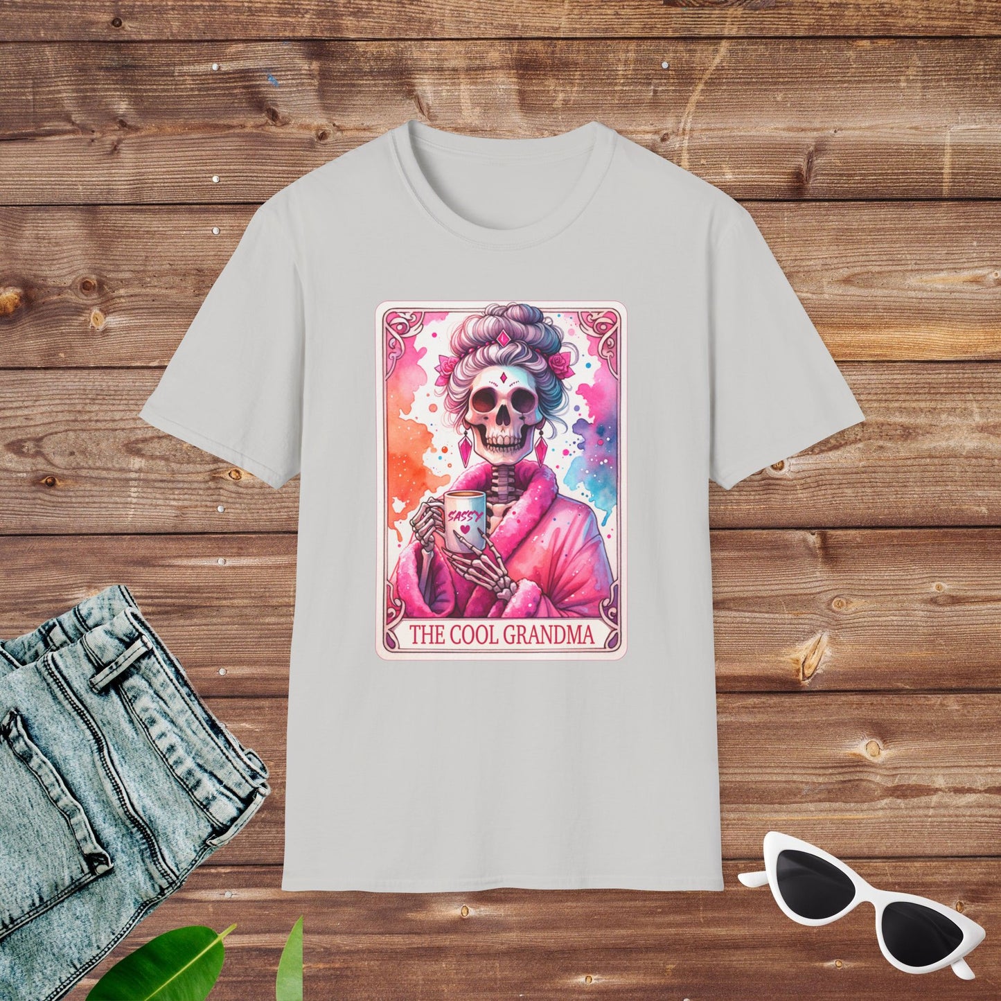 The Cool Grandma Witch Skeleton Tarot T Shirt