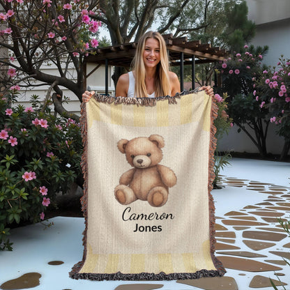 Personalized Baby Blanket | Teddy Bear Cotton Throw