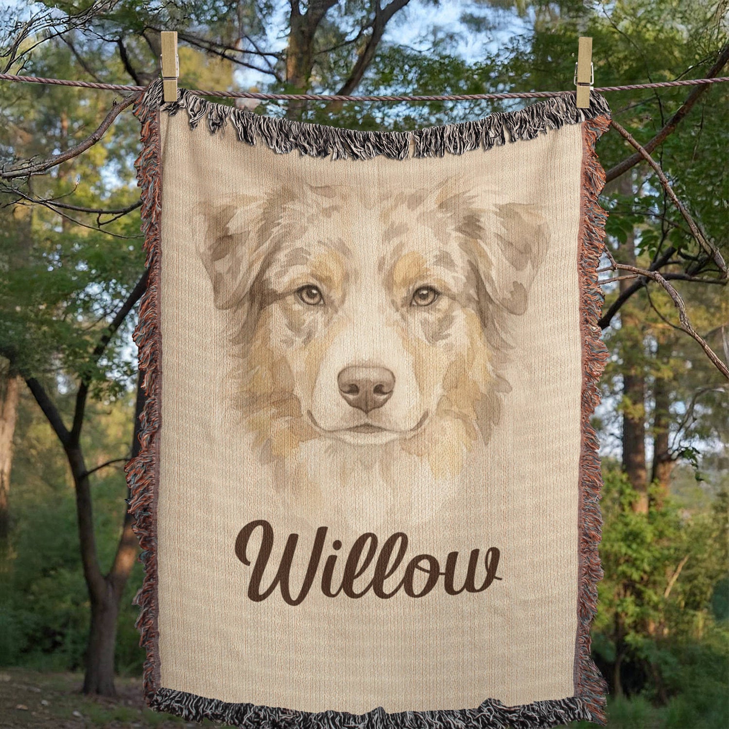 Personalized Dog Breed Blanket | Custom Pet Name Watercolor Throw
