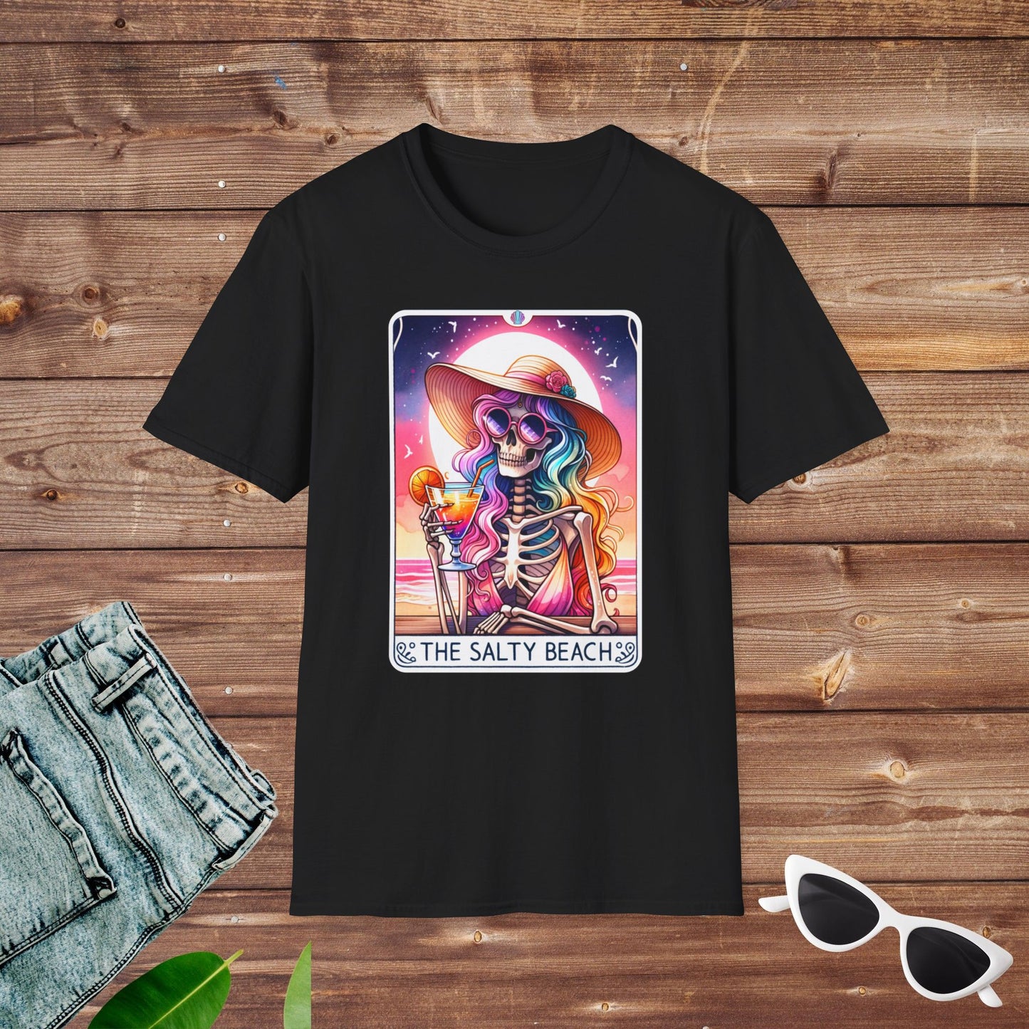 Salty Beach Skeleton Tarot T Shirt