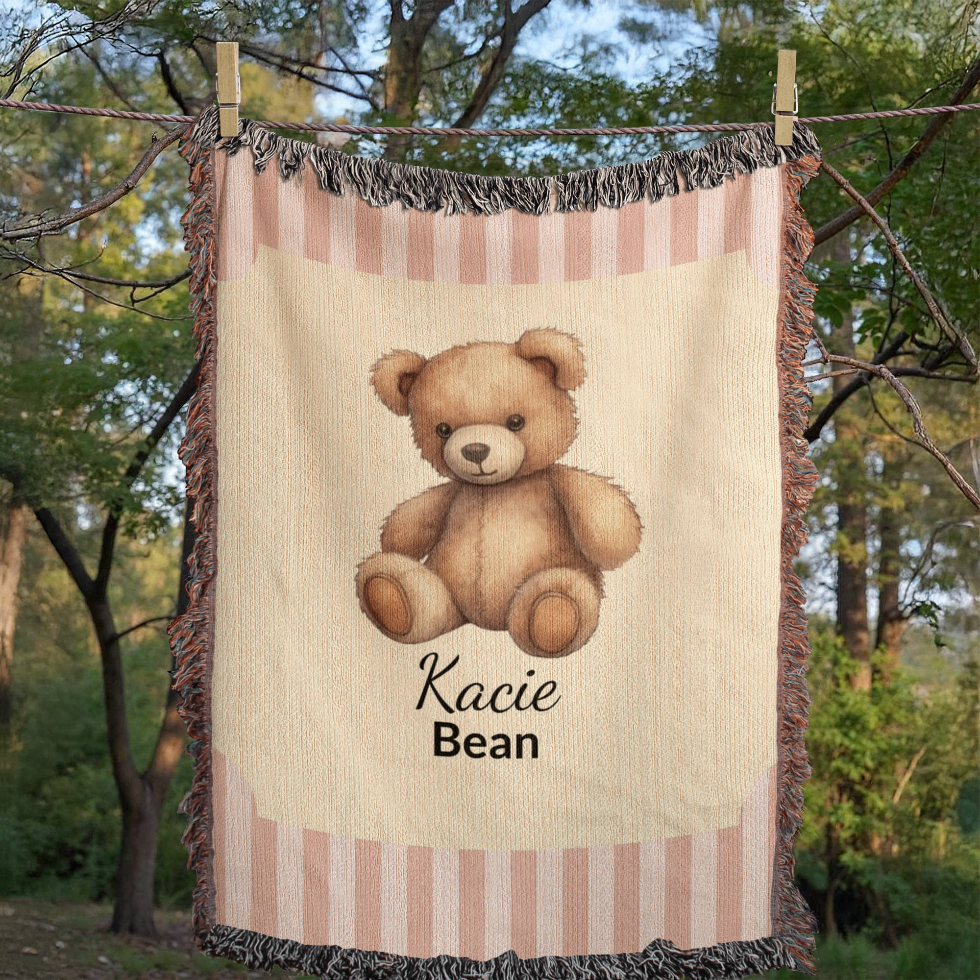 Personalized Baby Blanket | Teddy Bear Cotton Throw