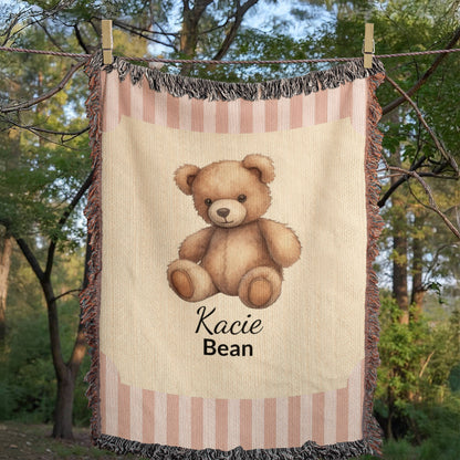 Personalized Baby Blanket | Teddy Bear Cotton Throw