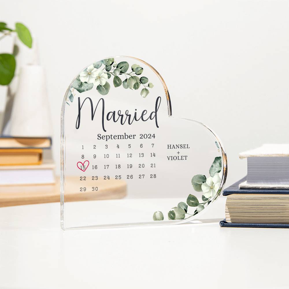 Personalized Wedding Gift - Married Calendar Acrylic Plaque