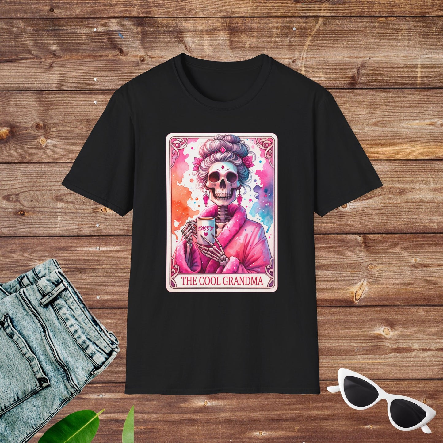 The Cool Grandma Witch Skeleton Tarot T Shirt