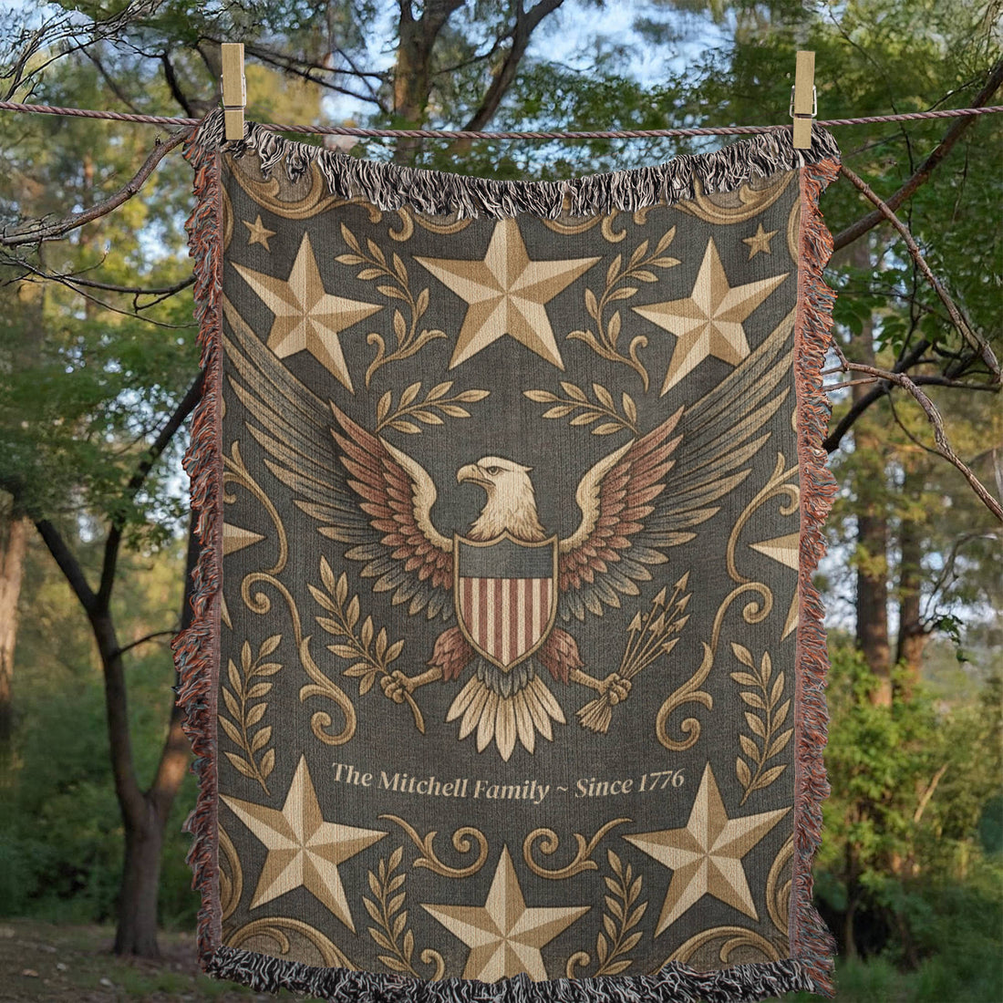 Personalized Patriotic Eagle Blanket