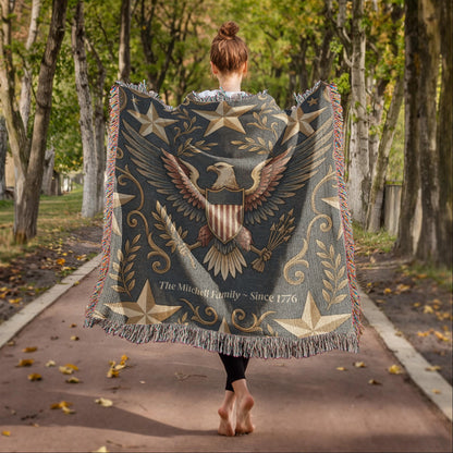 Personalized Patriotic Eagle Blanket